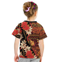 Hawaii Christmas Poinsettia Lei Kid T Shirt Tapa Pattern - Polynesian Pride