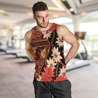 Hawaii Christmas Poinsettia Lei Men Tank Top Tapa Pattern - Polynesian Pride
