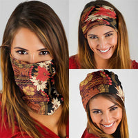 Hawaii Christmas Poinsettia Lei Neck Gaiter Tapa Pattern - Polynesian Pride