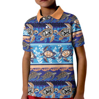Hawaii Turtles Pattern Special Blue Kid Polo Shirt - Polynesian Pride