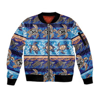 Hawaii Turtles Pattern Special Blue Sleeve Zip Bomber Jacket LT01 Unisex Blue - Polynesian Pride