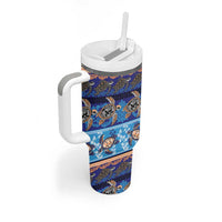 Hawaii Turtles Pattern Special Blue Tumbler With Handle - Polynesian Pride