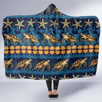 Hawaii Turtles Starfish Unique Pattern Hooded Blanket - Polynesian Pride