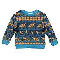 Hawaii Turtles Starfish Unique Pattern Kid Ugly Christmas Sweater - Polynesian Pride