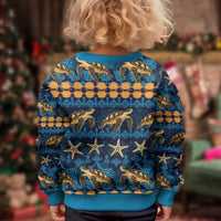 Hawaii Turtles Starfish Unique Pattern Kid Ugly Christmas Sweater - Polynesian Pride