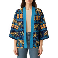 Hawaii Turtles Starfish Unique Pattern Kimono LT01 - Polynesian Pride
