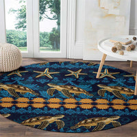 Hawaii Turtles Starfish Unique Pattern Round Carpet - Polynesian Pride