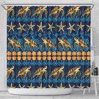 Hawaii Turtles Starfish Unique Pattern Shower Curtain - Polynesian Pride