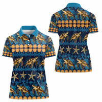 Hawaii Turtles Starfish Unique Pattern Women Polo Shirt - Polynesian Pride
