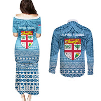 Fiji Rugby Couples Matching Puletasi Dress and Long Sleeve Button Shirts Fijian Go 2023 World Cup LT01 - Polynesian Pride