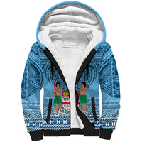 Custom Fiji Rugby Sherpa Hoodie Fijian Go 2023 World Cup LT01 Unisex Blue - Polynesian Pride