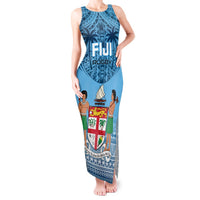 Custom Fiji Rugby Tank Maxi Dress Fijian Go 2023 World Cup LT01 Women Blue - Polynesian Pride