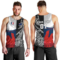 Custom New Zealand And France Rugby Men Tank Top XV de France Kiwi Silver Fern 2023 World Cup LT01 - Polynesian Pride