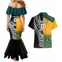 Custom New Zealand And Australia Rugby Couples Matching Mermaid Dress and Hawaiian Shirt Wallabies Kiwi Silver Fern 2023 World Cup LT01 - Polynesian Pride