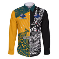 Custom New Zealand And Australia Rugby Family Matching Mermaid Dress and Hawaiian Shirt Wallabies Kiwi Silver Fern 2023 World Cup LT01 Dad's Shirt - Long Sleeve Black - Polynesian Pride