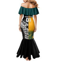 Custom New Zealand And Australia Rugby Family Matching Mermaid Dress and Hawaiian Shirt Wallabies Kiwi Silver Fern 2023 World Cup LT01 - Polynesian Pride