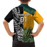 Custom New Zealand And Australia Rugby Family Matching Tank Maxi Dress and Hawaiian Shirt Wallabies Kiwi Silver Fern 2023 World Cup LT01 - Polynesian Pride