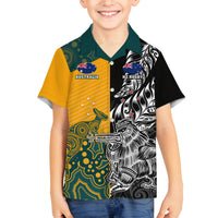 Custom New Zealand And Australia Rugby Family Matching Tank Maxi Dress and Hawaiian Shirt Wallabies Kiwi Silver Fern 2023 World Cup LT01 Son's Shirt Black - Polynesian Pride