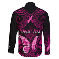 Personalised Pink Out Family Matching Mermaid Dress and Hawaiian Shirt Breast Cancer Awareness Polynesian Pattern Black Version LT01 - Polynesian Pride