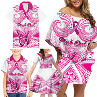 personalised-pink-out-family-matching-off-shoulder-short-dress-and-hawaiian-shirt-breast-cancer-awareness-polynesian-pattern-white-version