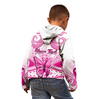 Personalised Pink Out Kid Hoodie Breast Cancer Awareness Polynesian Pattern White Version LT01 - Polynesian Pride