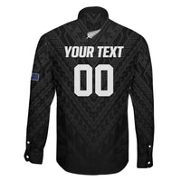Custom Football New Zealand Family Matching Off The Shoulder Long Sleeve Dress and Hawaiian Shirt Aotearoa United Black Version LT01 - Polynesian Pride