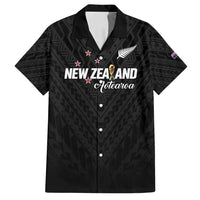 Custom Football New Zealand Family Matching Off Shoulder Short Dress and Hawaiian Shirt Aotearoa United Black Version - Polynesian Pride