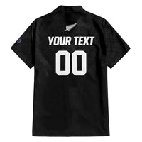 Custom Football New Zealand Family Matching Short Sleeve Bodycon Dress and Hawaiian Shirt Aotearoa United Black Version - Polynesian Pride