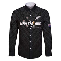 Custom Football New Zealand Family Matching Short Sleeve Bodycon Dress and Hawaiian Shirt Aotearoa United Black Version - Polynesian Pride