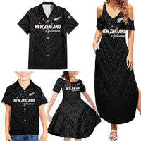 Custom Football New Zealand Family Matching Summer Maxi Dress and Hawaiian Shirt Aotearoa United Black Version LT01 - Polynesian Pride