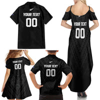Custom Football New Zealand Family Matching Summer Maxi Dress and Hawaiian Shirt Aotearoa United Black Version - Polynesian Pride