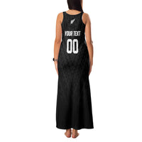 Custom Football New Zealand Family Matching Tank Maxi Dress and Hawaiian Shirt Aotearoa United Black Version LT01 - Polynesian Pride