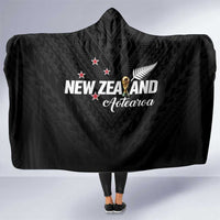 Football New Zealand Hooded Blanket Aotearoa United Black Version LT01 One Size Black - Polynesian Pride