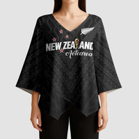 Custom Football New Zealand Kimono Sleeve Blouse Aotearoa United Black Version - Polynesian Pride