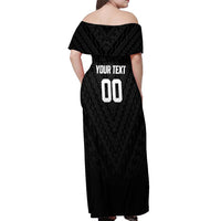 Custom Football New Zealand Off Shoulder Maxi Dress Aotearoa United Black Version LT01 - Polynesian Pride