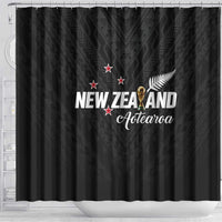 Football New Zealand Shower Curtain Aotearoa United Black Version LT01 - Polynesian Pride