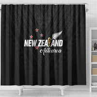 Football New Zealand Shower Curtain Aotearoa United Black Version LT01 - Polynesian Pride