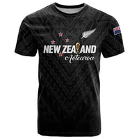 Custom Football New Zealand T Shirt Aotearoa United Black Version LT01 Black - Polynesian Pride