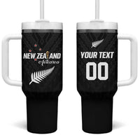 Custom Football New Zealand Tumbler With Handle Aotearoa United Black Version LT01 One Size: 40 oz Black - Polynesian Pride