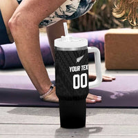 Custom Football New Zealand Tumbler With Handle Aotearoa United Black Version LT01 - Polynesian Pride