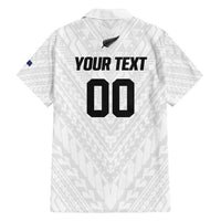 Custom Football New Zealand Family Matching Long Sleeve Bodycon Dress and Hawaiian Shirt Aotearoa United White Version - Polynesian Pride