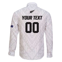 Custom Football New Zealand Family Matching Long Sleeve Bodycon Dress and Hawaiian Shirt Aotearoa United White Version - Polynesian Pride