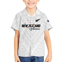 Custom Football New Zealand Family Matching Mermaid Dress and Hawaiian Shirt Aotearoa United White Version LT01 Son's Shirt White - Polynesian Pride