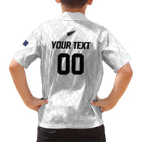 Custom Football New Zealand Family Matching Puletasi and Hawaiian Shirt Aotearoa United White Version LT01 - Polynesian Pride