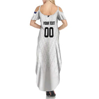 Custom Football New Zealand Family Matching Summer Maxi Dress and Hawaiian Shirt Aotearoa United White Version LT01 - Polynesian Pride