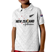 Custom Football New Zealand Kid Polo Shirt Aotearoa United White Version LT01 Kid White - Polynesian Pride