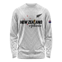 Custom Football New Zealand Long Sleeve Shirt Aotearoa United White Version LT01 Unisex White - Polynesian Pride