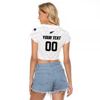 Custom Football New Zealand Raglan Cropped T Shirt Aotearoa United White Version LT01 - Polynesian Pride