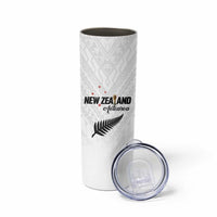 Custom Football New Zealand Skinny Tumbler Aotearoa United White Version LT01 - Polynesian Pride