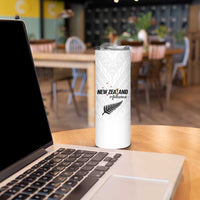 Custom Football New Zealand Skinny Tumbler Aotearoa United White Version LT01 - Polynesian Pride